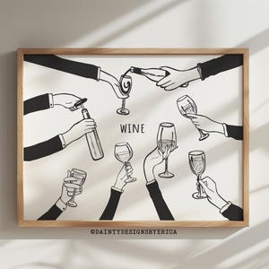 Wein Poster, Weinglas Wandkunst, Bar Zubehör, Happy Hour Print, Alkohol Poster, Trendy Bar Cart Art, Cheers Print, Weinbar Schild