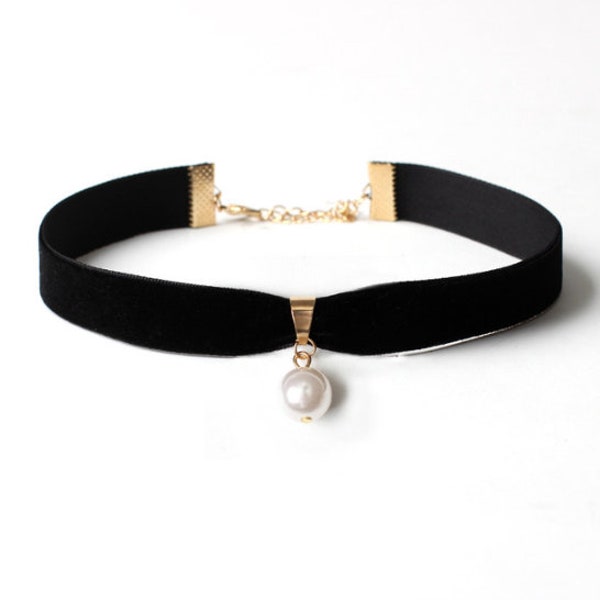 Pearl Leather Choker Etsy