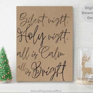 Silent Night Printable Wall Art, Digital Download, Christmas Printable Wall Art.