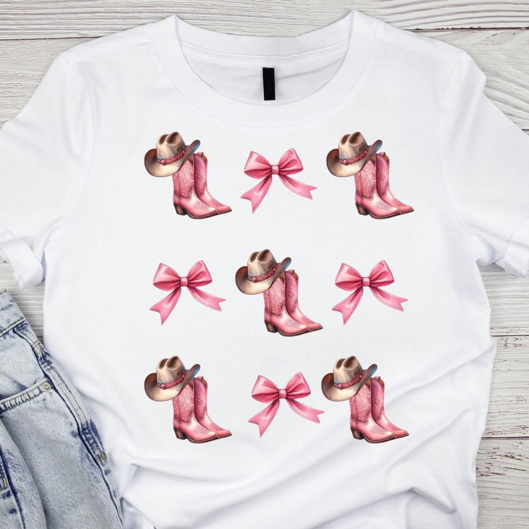 Pink Cowgirl Boots & Bows PNG: Western Rodeo Clipart (digital Download ...