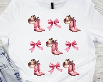 Pink Cowgirl Boots & Bows PNG: Western Rodeo Clipart (Digital Download)