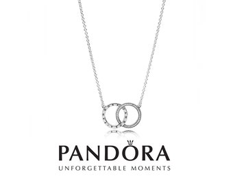 New Genuine Pandora Silver Sterling Entwined Double Circles Necklace ALE S925 45cm
