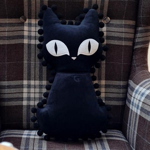 Black Cat Pillow Cool shaped pillow Сat cuddle pillow Handmade quirky pillow Cute funny pillow Funny gift pillow Funny cat pillow