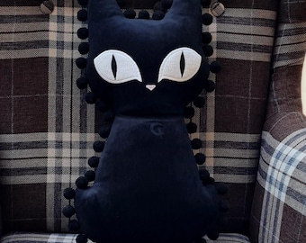 Black Cat Pillow Cool shaped pillow Сat cuddle pillow Handmade quirky pillow Cute funny pillow Funny gift pillow Funny cat pillow