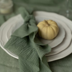 Olive Cheese cloth napkins set, Gauze napkins set, Olive Green decor for your wedding table runner. image 5