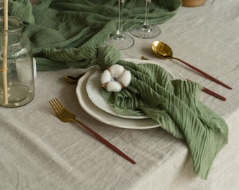 Khaki napkins, set of wedding gauze napkins, woodland napkins, Khaki linen Cheesecloth napkins, bridal shower napkins