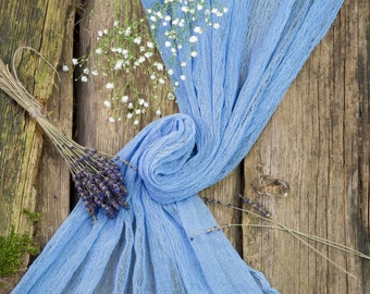 Ocean Blue Cheesecloth Table Runner – Gauze Wedding Aisle Runner, Beach Ceremony & Rustic Bridal Decor