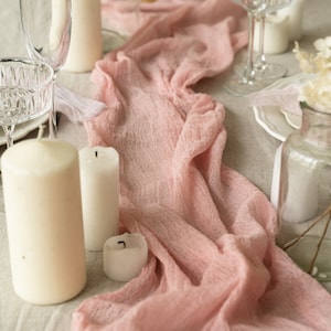Cheesecloth Table Runner, Dusty Rose Table Runner, Cheese Cloth Runner, Gauze Table Runner, Wedding Table Runner, Rustic Boho Wedding Decor