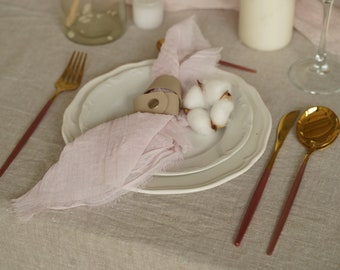 Ensemble Rose Quartz de serviettes de gaze de mariage, décor de table pour votre mariage boho, serviettes de douche de bébé en quartz rose, serviettes en étamine rose