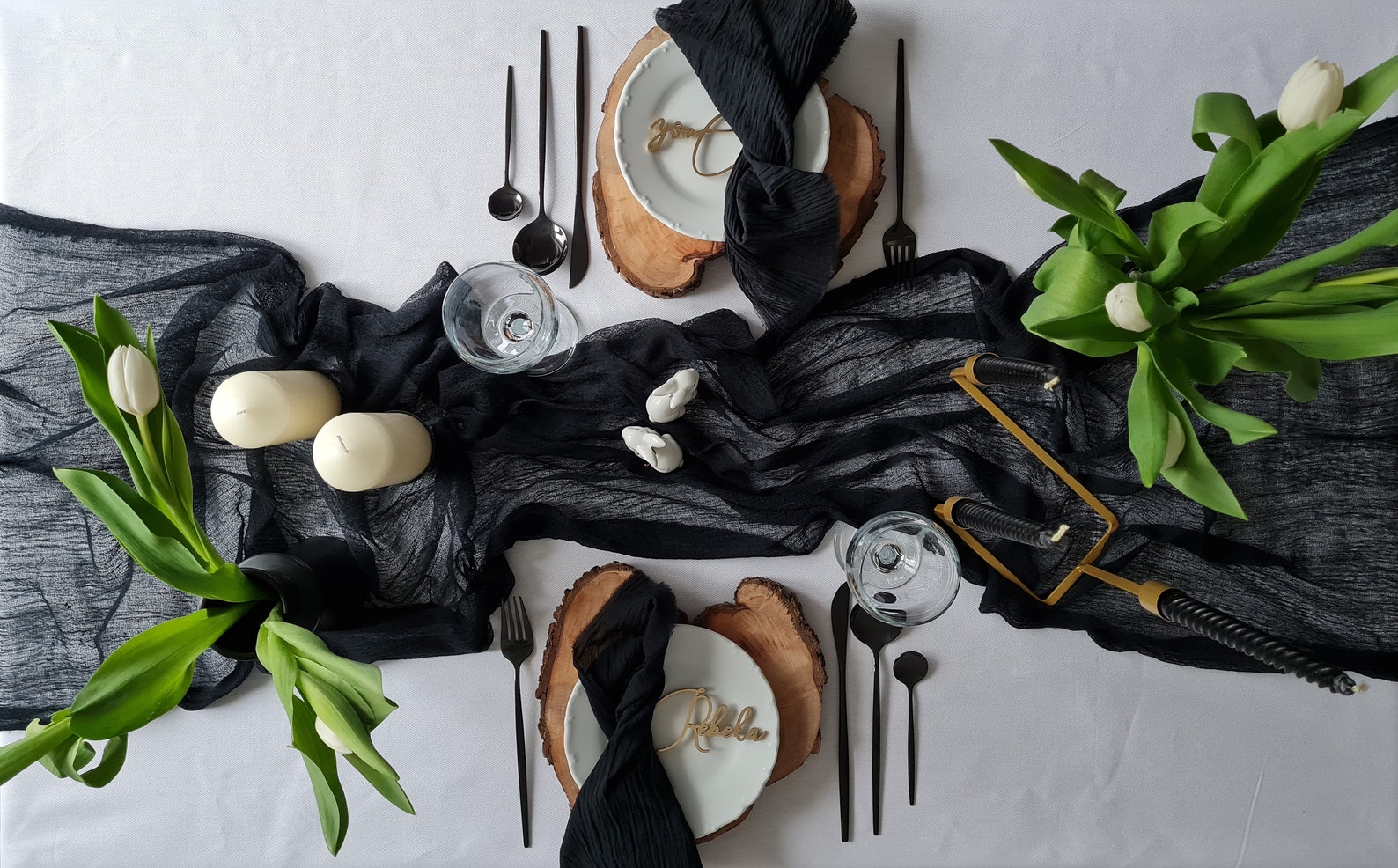 Black Gauze Table Runner  Cheesecloth Runner for Wedding Halloween  Farmhouse Decor