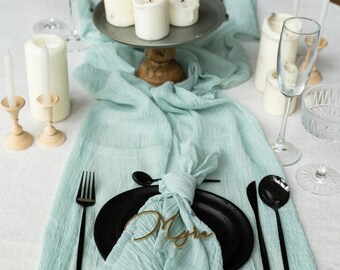 Mint Cheesecloth Runner for Rustic Boho Weddings, Baby Showers, Centerpiece Table Decor