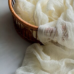 Ivory Cheesecloth table runner, Ivory gauze table runner, Woodland baby shower decorations image 2