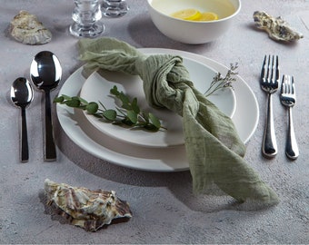 Olive Cheese cloth napkins set, Gauze napkins set, Olive Green decor for your wedding table runner.