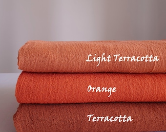 Terracotta Table Runner – Burnt Orange Gauze for Rustic Fall Wedding Decor