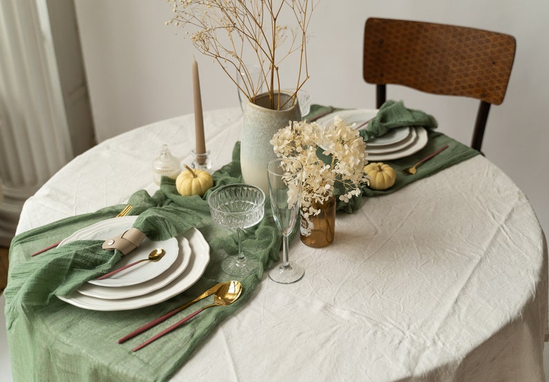 Olive Cheese cloth napkins set, Gauze napkins set, Olive Green decor for your wedding table runner. image 8