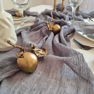 Gray Cheesecloth Table Runner – Gauze Table Runner for Rustic or Boho Wedding Table Decor, Wedding Centerpiece, Reception Decoration