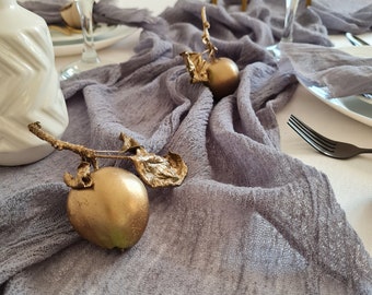 Dark Gray Cheesecloth Runner – Wedding Table & Rustic Boho Decor