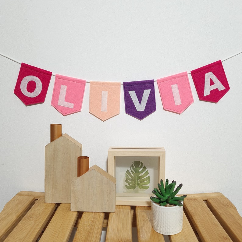 Personalized Name Banner Felt Banner Felt Letter Garland Flag for Personalized New Baby Gift Nursery Decor Style 2