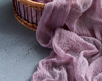 Mauve Gauze Table Runner – Cheesecloth Runner for Rustic Wedding Decor & Farm Centerpieces