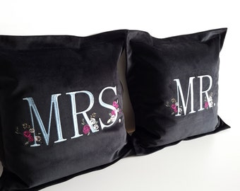 Elegant Bridal Shower Gift Mr and Mrs Pillow Set|Luxurious His and Hers Pillow Set|Elegant Home Decor Accent|Super Gift|Excellent home décor