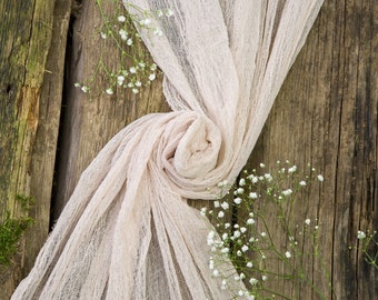 Handmade Beige Gauze Runner – Cotton Gauze & Cheesecloth Table Decor