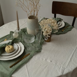 Olive Cheese cloth napkins set, Gauze napkins set, Olive Green decor for your wedding table runner. image 7