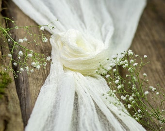 Ivory Cheesecloth Runner – Rustic Wedding & Bridal Shower Table Decor