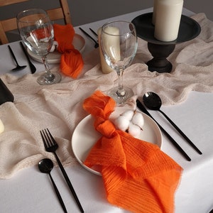 Autumn napkins set Burnt orange napkins Rustic table decor Rust orange cloth napkins Muslin dinner napkins fall Fabric napkins wedding