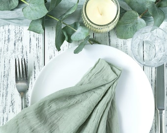Sage Green Muslin Napkins – Cotton Gauze Table Napkins for Weddings & Events