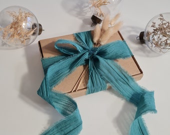 Hand Dyed Cotton Ribbon – Wedding Ribbon with Frayed Edges | Rustic Ribbon for Gifts, Bouquets, Styling, Flat Lay & Decor