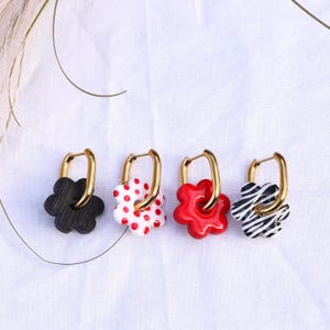 Boucles D'oreilles FLEUR En Fimo – Orange Et Perles Beige – Fantaisie Femme
