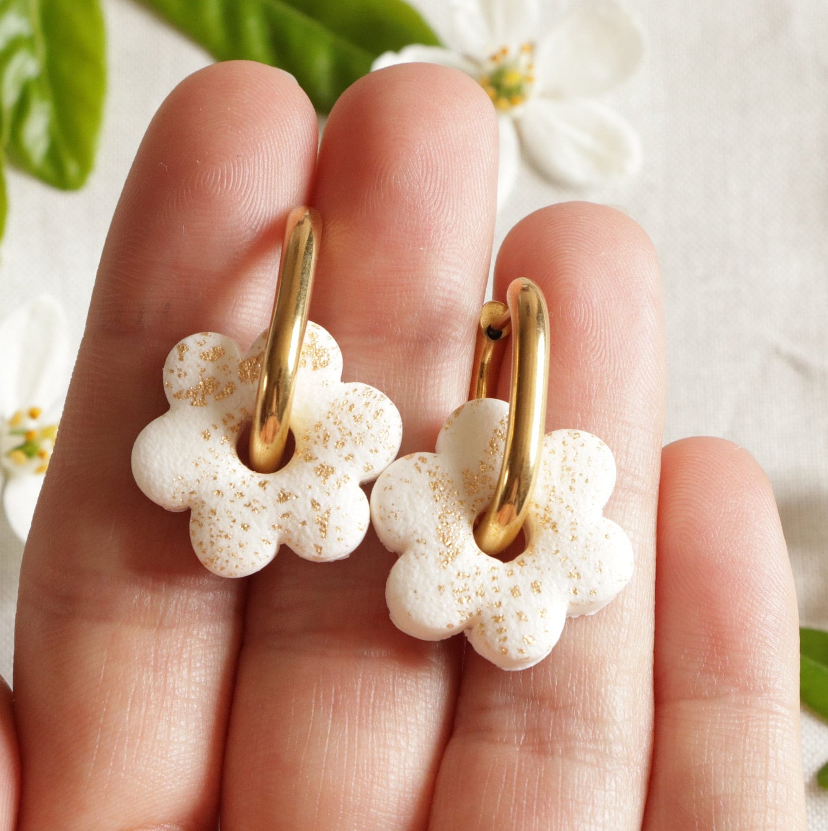 Boucles D'oreilles Créoles Multicolores - Argile Polymère & Acier Inoxydable - Neuf Avec étiquette