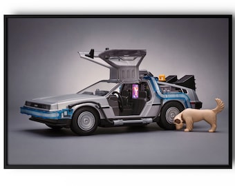 Fine Art Print - Back to the Future - DeLorean with Einstein - Fine Art Photography - Large Format