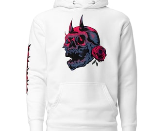 ROSEY Hoodie with rose design on sleeve (choose hoodie color)