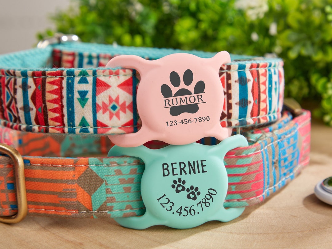 AirTag Pet Collar Holder Dog Collar Air Tag Case Dog Name Etsy España