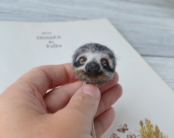 Handmade needle felted lazy sloth 3d bookmark Bookworm gift for reader Sloth lover gift