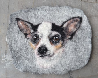 Handmade custom dog portrait patch from a photo of your pet Felted wool pet portrait Pet loss gift Pet remembrance Pet memorial