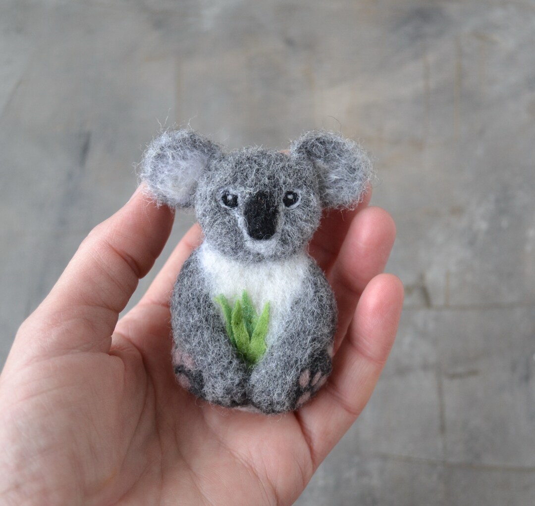 Realistic Koala Pin Needle Felted Cute Koala Bear Brooch for Women Wool