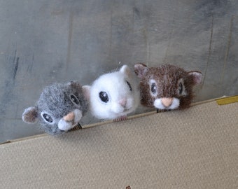 Cute mouse 3d bookmarks Handmade needle felted animal bookmark Mouse lover gift