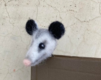 Opossum bookmark Needle felted possum 3d bookmark Bookworm gift for reader Opossum lover gift