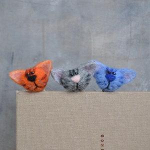 Marque-page 3D chat drôle pour femme Chat feutré à l'aiguille mignon fait main Cadeau pour amoureux des chats Cadeau vétérinaire
