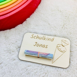 Money Card "School Child" Enrollment School Personalized Wood Laser Gift