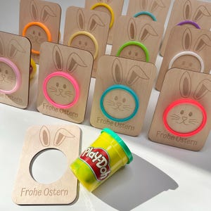 Knet Hase Karte Frohe Ostern Geschenk Kind Holz Knete