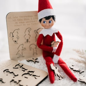 Elf Wichtel Suchspiel Karte Spiel Holz Weihnachten Personalisiert Geschenk Laser Kind