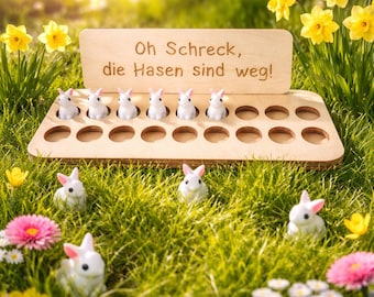 Hasen-Suchspiel aus Holz, Osterspiel Kinder, 20 Hasen verstecken & suchen,  Spielbrett Geschenk Büro Kollege Osterbeschäftigung Lustig