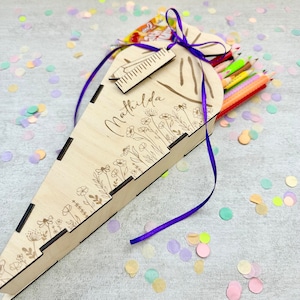 Schultüte Zuckertüte Wunschmotiv Ausbildung Einschulung Schule Personalisiert Holz Laser Geschenk