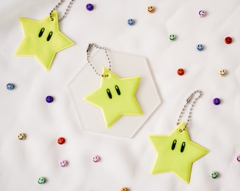 Reflektor Stern Anhänger Gelb Kind Geschenk Schule Einschulung Kita Kindergarten Sicherheit