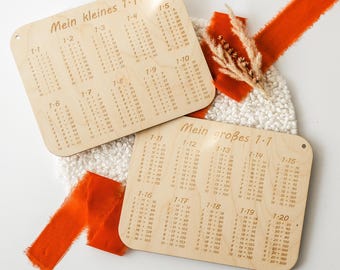 Mein kleines/großes 1x1 Lernhilfe Rechnen Schulkind Tafel Laser Geschenk Lernen Holz Kinderzimmer Schule Einschulung Multiplikation