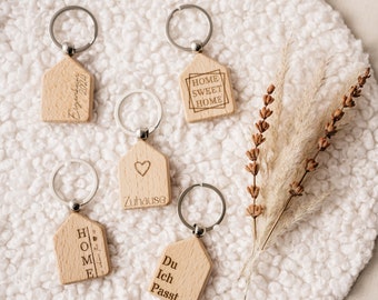 Keychain House Move-in Home Topping-out Ceremony House Construction 1st Apartment Personalized Wood Laser Gift