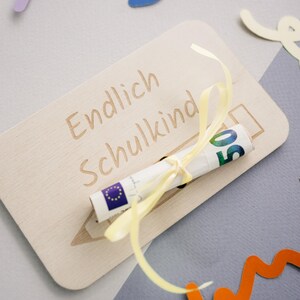 Geld Karte "Stift" Einschulung Schule Personalisiert Schulkind Holz Laser Geschenk